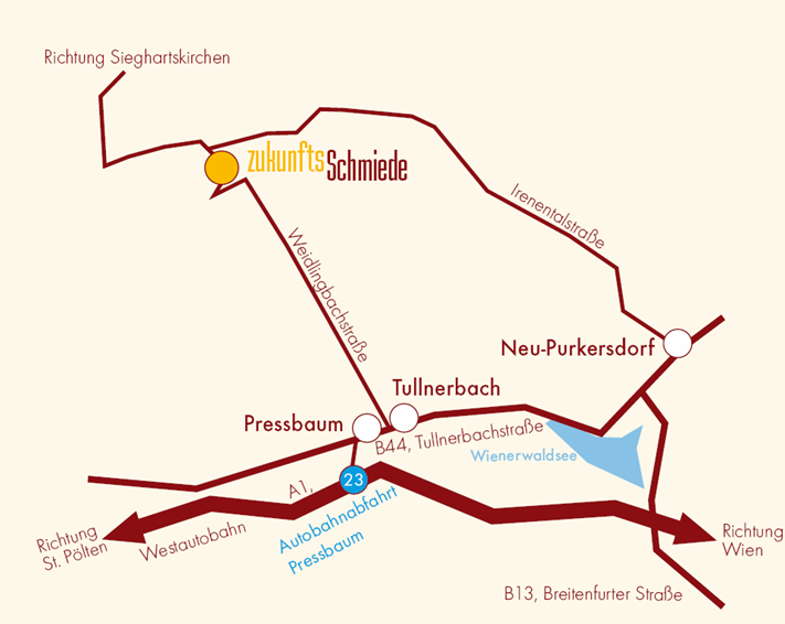 Anfahrtsplan Zukunftsschmiede Pressbaum